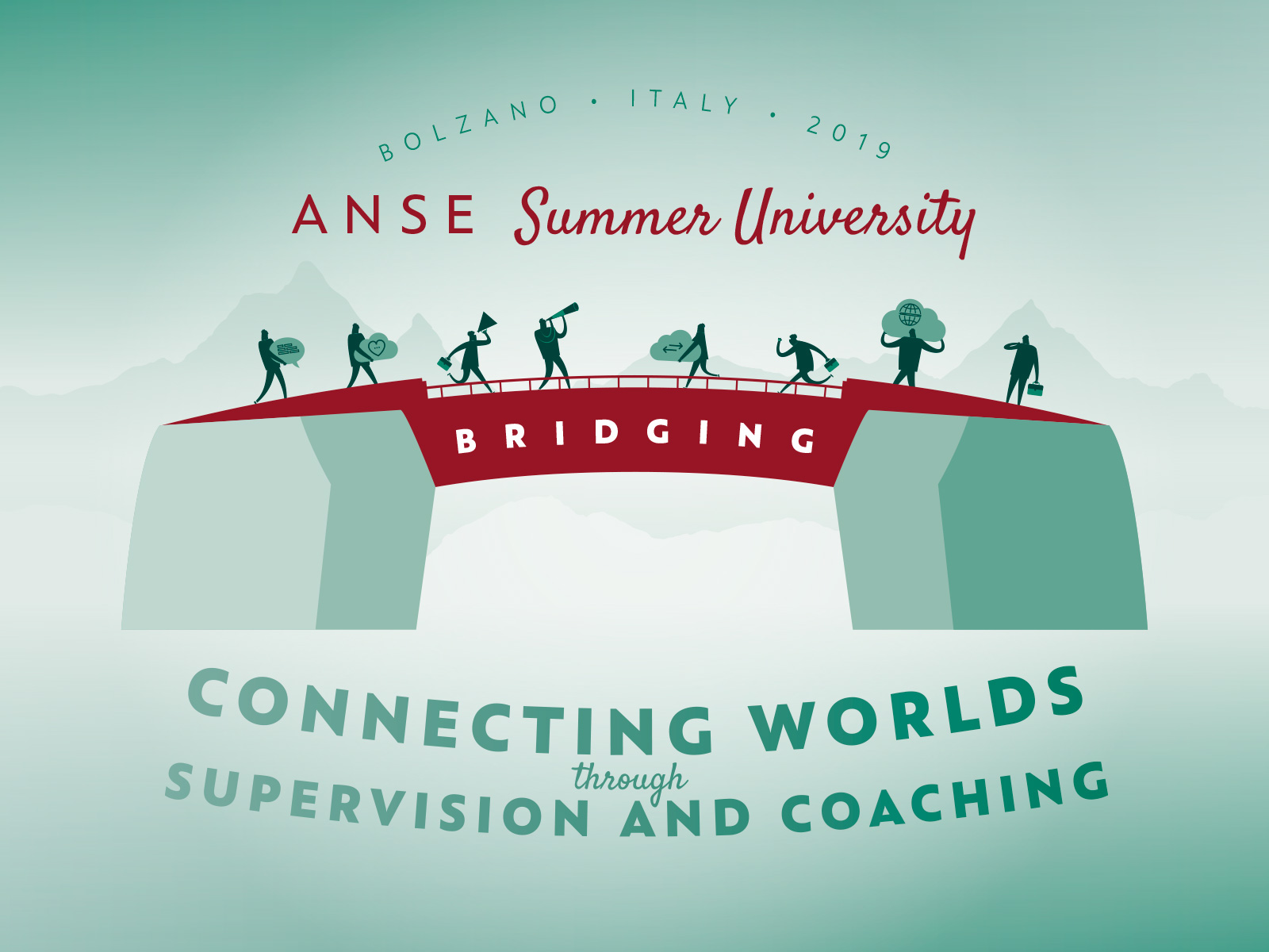 ANSE Summer University 2019 in Bolzano, Italy. Organized by BSC ASC Supervision and Coaching. Illustration Design by adpassion, Waldemar Kerschbaumer.